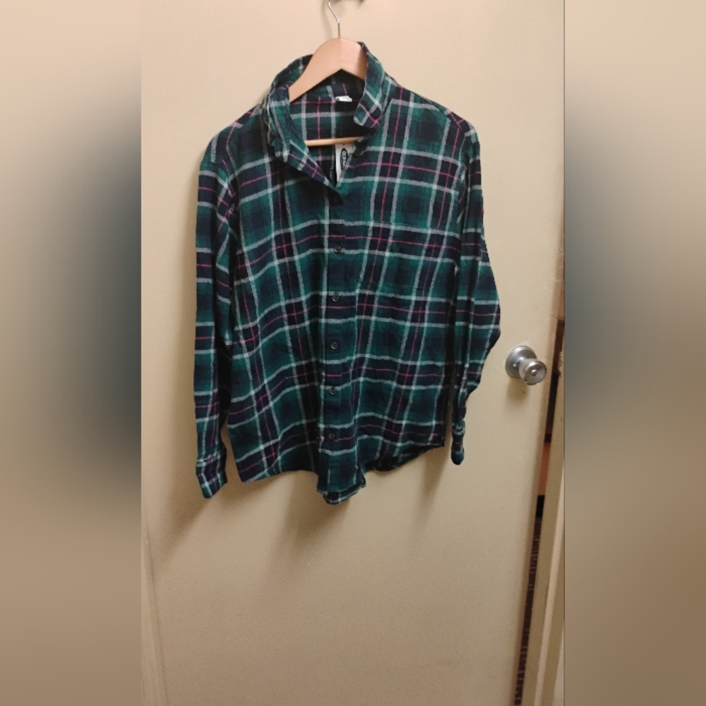 NWT Old Navy Women's Plaid Flannel Button Down Shirt Sz M